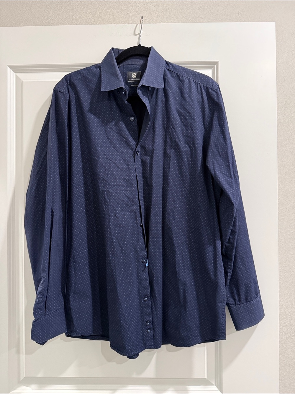 Steel & Jelly Dark Navy Microdot Button-Up Shirt sz xl